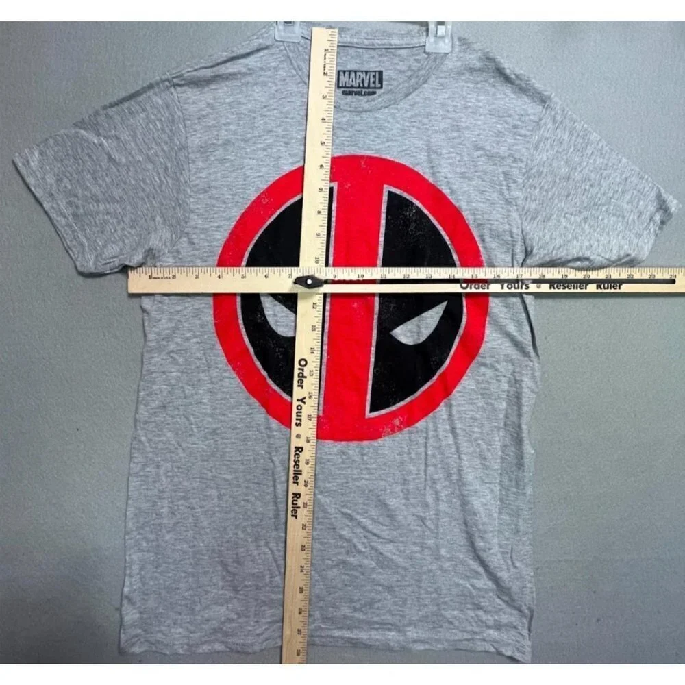 Marvel Comics DEADPOOL Face Logo Shirt Men Tee Black T-Shirt Cotton Medium - Picture 2 of 5